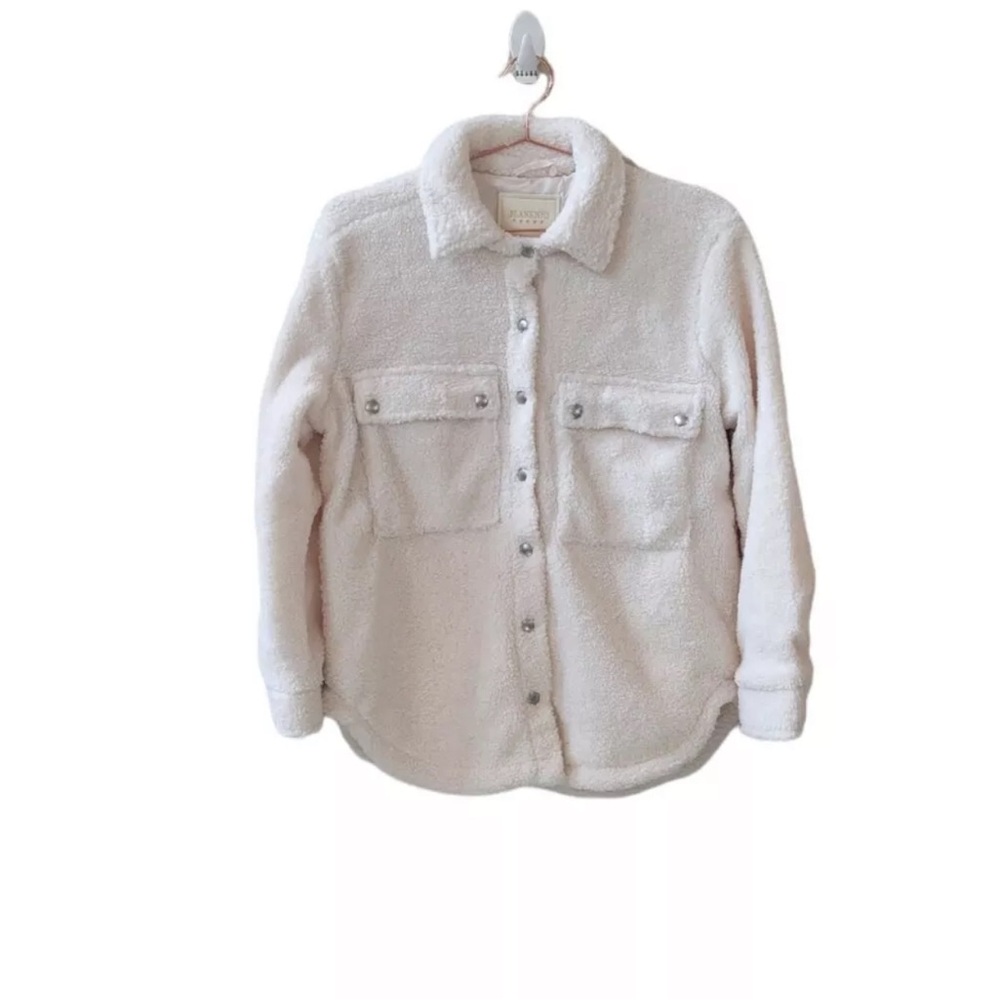 NWT BLANK NYC Xsmall Off White Ivory Cream Sherpa Snap Button Shacket Jacket